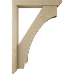 Ekena Millwork - BKTUR0352X26X38IMP06RCPR - Timberthane Faux Wood Imperial Style Bracket w/ Offset Brace, Slat Ends, 3 1/2"W x 26"D x 38"H, Primed Tan