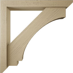 Ekena Millwork - BKTUR0352X28X28IMP06RCPR - Timberthane Faux Wood Imperial Style Bracket w/ Offset Brace, Slat Ends, 3 1/2"W x 28"D x 28"H, Primed Tan