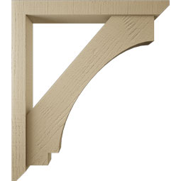 Ekena Millwork - BKTUR0352X28X32IMP06RCPR - Timberthane Faux Wood Imperial Style Bracket w/ Offset Brace, Slat Ends, 3 1/2"W x 28"D x 32"H, Primed Tan