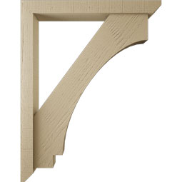 Ekena Millwork - BKTUR0352X28X36IMP06RCPR - Timberthane Faux Wood Imperial Style Bracket w/ Offset Brace, Slat Ends, 3 1/2"W x 28"D x 36"H, Primed Tan
