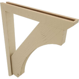 Ekena Millwork - BKTUR0352X28X36IMP06RCPR - Timberthane Faux Wood Imperial Style Bracket w/ Offset Brace, Slat Ends, 3 1/2"W x 28"D x 36"H, Primed Tan