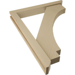 Ekena Millwork - BKTUR0352X28X36IMP06RCPR - Timberthane Faux Wood Imperial Style Bracket w/ Offset Brace, Slat Ends, 3 1/2"W x 28"D x 36"H, Primed Tan