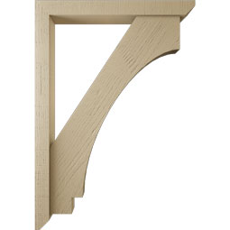 Ekena Millwork - BKTUR0352X28X40IMP06RCPR - Timberthane Faux Wood Imperial Style Bracket w/ Offset Brace, Slat Ends, 3 1/2"W x 28"D x 40"H, Primed Tan