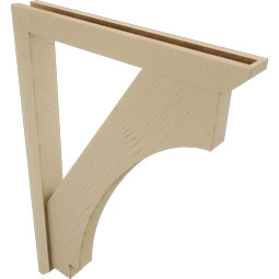 Ekena Millwork - BKTUR0352X28X40IMP06RCPR - Timberthane Faux Wood Imperial Style Bracket w/ Offset Brace, Slat Ends, 3 1/2"W x 28"D x 40"H, Primed Tan