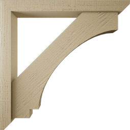 Ekena Millwork - BKTUR0352X30X30IMP06RCPR - Timberthane Faux Wood Imperial Style Bracket w/ Offset Brace, Slat Ends, 3 1/2"W x 30"D x 30"H, Primed Tan