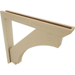Ekena Millwork - BKTUR0352X30X30IMP06RCPR - Timberthane Faux Wood Imperial Style Bracket w/ Offset Brace, Slat Ends, 3 1/2"W x 30"D x 30"H, Primed Tan
