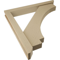 Ekena Millwork - BKTUR0352X30X30IMP06RCPR - Timberthane Faux Wood Imperial Style Bracket w/ Offset Brace, Slat Ends, 3 1/2"W x 30"D x 30"H, Primed Tan