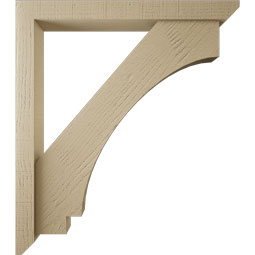 Ekena Millwork - BKTUR0352X30X34IMP06RCPR - Timberthane Faux Wood Imperial Style Bracket w/ Offset Brace, Slat Ends, 3 1/2"W x 30"D x 34"H, Primed Tan