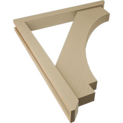 Ekena Millwork - BKTUR0352X30X36IMP06RCPR - Timberthane Faux Wood Imperial Style Bracket w/ Offset Brace, Slat Ends, 3 1/2"W x 30"D x 36"H, Primed Tan