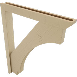 Ekena Millwork - BKTUR0352X30X38IMP06RCPR - Timberthane Faux Wood Imperial Style Bracket w/ Offset Brace, Slat Ends, 3 1/2"W x 30"D x 38"H, Primed Tan