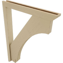 Ekena Millwork - BKTUR0352X30X42IMP06RCPR - Timberthane Faux Wood Imperial Style Bracket w/ Offset Brace, Slat Ends, 3 1/2"W x 30"D x 42"H, Primed Tan