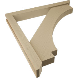 Ekena Millwork - BKTUR0352X32X32IMP06RCPR - Timberthane Faux Wood Imperial Style Bracket w/ Offset Brace, Slat Ends, 3 1/2"W x 32"D x 32"H, Primed Tan