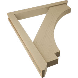 Ekena Millwork - BKTUR0352X32X36IMP06RCPR - Timberthane Faux Wood Imperial Style Bracket w/ Offset Brace, Slat Ends, 3 1/2"W x 32"D x 36"H, Primed Tan