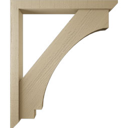 Ekena Millwork - BKTUR0352X32X38IMP06RCPR - Timberthane Faux Wood Imperial Style Bracket w/ Offset Brace, Slat Ends, 3 1/2"W x 32"D x 38"H, Primed Tan