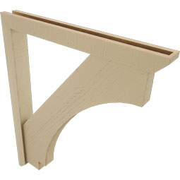 Ekena Millwork - BKTUR0352X32X38IMP06RCPR - Timberthane Faux Wood Imperial Style Bracket w/ Offset Brace, Slat Ends, 3 1/2"W x 32"D x 38"H, Primed Tan