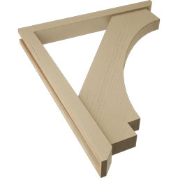 Ekena Millwork - BKTUR0352X32X38IMP06RCPR - Timberthane Faux Wood Imperial Style Bracket w/ Offset Brace, Slat Ends, 3 1/2"W x 32"D x 38"H, Primed Tan