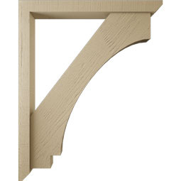 Ekena Millwork - BKTUR0352X32X40IMP06RCPR - Timberthane Faux Wood Imperial Style Bracket w/ Offset Brace, Slat Ends, 3 1/2"W x 32"D x 40"H, Primed Tan