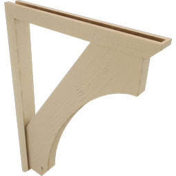 Ekena Millwork - BKTUR0352X32X44IMP06RCPR - Timberthane Faux Wood Imperial Style Bracket w/ Offset Brace, Slat Ends, 3 1/2"W x 32"D x 44"H, Primed Tan