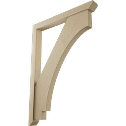 Ekena Millwork - BKTUR0352X32X44IMP06RCPR - Timberthane Faux Wood Imperial Style Bracket w/ Offset Brace, Slat Ends, 3 1/2"W x 32"D x 44"H, Primed Tan