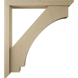 Ekena Millwork - BKTUR0352X34X38IMP06RCPR - Timberthane Faux Wood Imperial Style Bracket w/ Offset Brace, Slat Ends, 3 1/2"W x 34"D x 38"H, Primed Tan