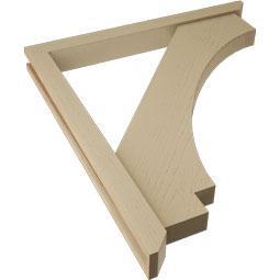 Ekena Millwork - BKTUR0352X34X38IMP06RCPR - Timberthane Faux Wood Imperial Style Bracket w/ Offset Brace, Slat Ends, 3 1/2"W x 34"D x 38"H, Primed Tan