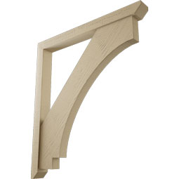 Ekena Millwork - BKTUR0352X34X38IMP06RCPR - Timberthane Faux Wood Imperial Style Bracket w/ Offset Brace, Slat Ends, 3 1/2"W x 34"D x 38"H, Primed Tan