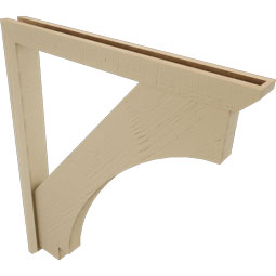 Ekena Millwork - BKTUR0352X34X40IMP06RCPR - Timberthane Faux Wood Imperial Style Bracket w/ Offset Brace, Slat Ends, 3 1/2"W x 34"D x 40"H, Primed Tan