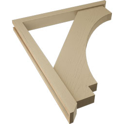 Ekena Millwork - BKTUR0352X34X40IMP06RCPR - Timberthane Faux Wood Imperial Style Bracket w/ Offset Brace, Slat Ends, 3 1/2"W x 34"D x 40"H, Primed Tan