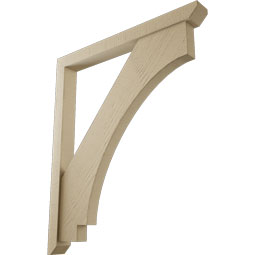 Ekena Millwork - BKTUR0352X34X40IMP06RCPR - Timberthane Faux Wood Imperial Style Bracket w/ Offset Brace, Slat Ends, 3 1/2"W x 34"D x 40"H, Primed Tan