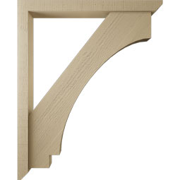 Ekena Millwork - BKTUR0352X34X42IMP06RCPR - Timberthane Faux Wood Imperial Style Bracket w/ Offset Brace, Slat Ends, 3 1/2"W x 34"D x 42"H, Primed Tan