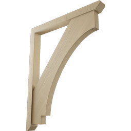 Ekena Millwork - BKTUR0352X34X42IMP06RCPR - Timberthane Faux Wood Imperial Style Bracket w/ Offset Brace, Slat Ends, 3 1/2"W x 34"D x 42"H, Primed Tan