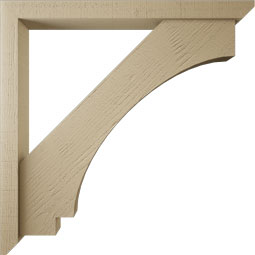 Ekena Millwork - BKTUR0352X36X36IMP06RCPR - Timberthane Faux Wood Imperial Style Bracket w/ Offset Brace, Slat Ends, 3 1/2"W x 36"D x 36"H, Primed Tan