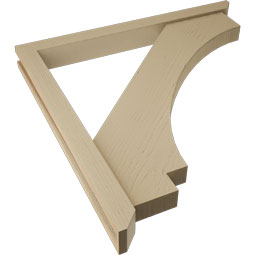 Ekena Millwork - BKTUR0352X36X36IMP06RCPR - Timberthane Faux Wood Imperial Style Bracket w/ Offset Brace, Slat Ends, 3 1/2"W x 36"D x 36"H, Primed Tan
