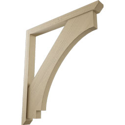 Ekena Millwork - BKTUR0352X36X40IMP06RCPR - Timberthane Faux Wood Imperial Style Bracket w/ Offset Brace, Slat Ends, 3 1/2"W x 36"D x 40"H, Primed Tan