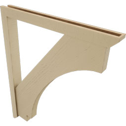 Ekena Millwork - BKTUR0352X36X44IMP06RCPR - Timberthane Faux Wood Imperial Style Bracket w/ Offset Brace, Slat Ends, 3 1/2"W x 36"D x 44"H, Primed Tan
