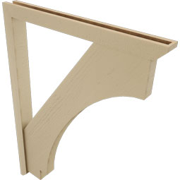 Ekena Millwork - BKTUR0352X36X48IMP06RCPR - Timberthane Faux Wood Imperial Style Bracket w/ Offset Brace, Slat Ends, 3 1/2"W x 36"D x 48"H, Primed Tan