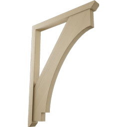 Ekena Millwork - BKTUR0352X36X48IMP06RCPR - Timberthane Faux Wood Imperial Style Bracket w/ Offset Brace, Slat Ends, 3 1/2"W x 36"D x 48"H, Primed Tan