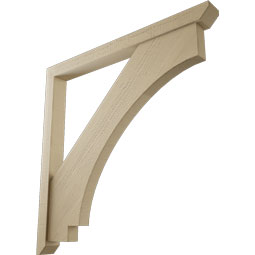 Ekena Millwork - BKTUR0352X38X38IMP06RCPR - Timberthane Faux Wood Imperial Style Bracket w/ Offset Brace, Slat Ends, 3 1/2"W x 38"D x 38"H, Primed Tan