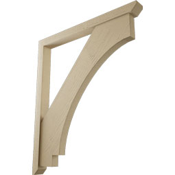 Ekena Millwork - BKTUR0352X38X44IMP06RCPR - Timberthane Faux Wood Imperial Style Bracket w/ Offset Brace, Slat Ends, 3 1/2"W x 38"D x 44"H, Primed Tan