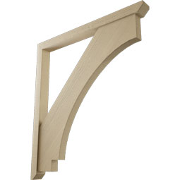 Ekena Millwork - BKTUR0352X40X44IMP06RCPR - Timberthane Faux Wood Imperial Style Bracket w/ Offset Brace, Slat Ends, 3 1/2"W x 40"D x 44"H, Primed Tan