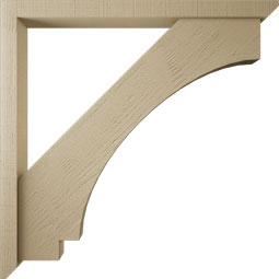 Ekena Millwork - BKTUR0352X42X42IMP06RCPR - Timberthane Faux Wood Imperial Style Bracket w/ Offset Brace, Slat Ends, 3 1/2"W x 42"D x 42"H, Primed Tan