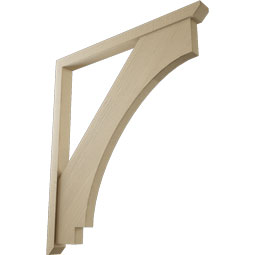 Ekena Millwork - BKTUR0352X42X48IMP06RCPR - Timberthane Faux Wood Imperial Style Bracket w/ Offset Brace, Slat Ends, 3 1/2"W x 42"D x 48"H, Primed Tan