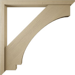 Ekena Millwork - BKTUR0352X44X44IMP06RCPR - Timberthane Faux Wood Imperial Style Bracket w/ Offset Brace, Slat Ends, 3 1/2"W x 44"D x 44"H, Primed Tan