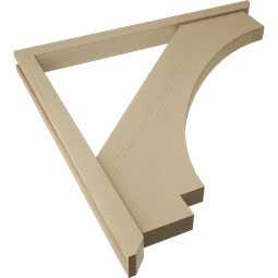 Ekena Millwork - BKTUR0352X44X44IMP06RCPR - Timberthane Faux Wood Imperial Style Bracket w/ Offset Brace, Slat Ends, 3 1/2"W x 44"D x 44"H, Primed Tan