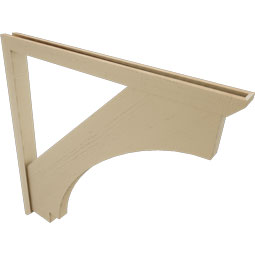 Ekena Millwork - BKTUR0352X46X46IMP06RCPR - Timberthane Faux Wood Imperial Style Bracket w/ Offset Brace, Slat Ends, 3 1/2"W x 46"D x 46"H, Primed Tan