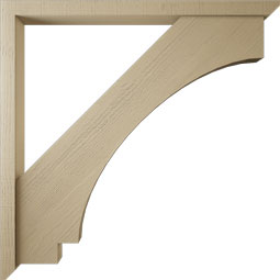 Ekena Millwork - BKTUR0352X48X48IMP06RCPR - Timberthane Faux Wood Imperial Style Bracket w/ Offset Brace, Slat Ends, 3 1/2"W x 48"D x 48"H, Primed Tan