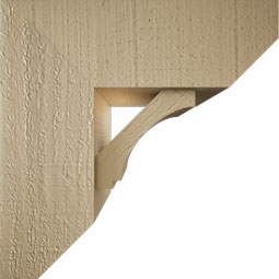 Ekena Millwork - BKTUR0554X14X14IMP06RCPR - Timberthane Faux Wood Imperial Style Bracket w/ Offset Brace, Slat Ends, 5 1/2"W x 14"D x 14"H, Primed Tan