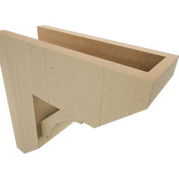 Ekena Millwork - BKTUR0554X14X14IMP06RCPR - Timberthane Faux Wood Imperial Style Bracket w/ Offset Brace, Slat Ends, 5 1/2"W x 14"D x 14"H, Primed Tan