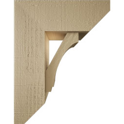 Ekena Millwork - BKTUR0554X14X18IMP06RCPR - Timberthane Faux Wood Imperial Style Bracket w/ Offset Brace, Slat Ends, 5 1/2"W x 14"D x 18"H, Primed Tan