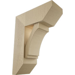 Ekena Millwork - BKTUR0554X14X18IMP06RCPR - Timberthane Faux Wood Imperial Style Bracket w/ Offset Brace, Slat Ends, 5 1/2"W x 14"D x 18"H, Primed Tan